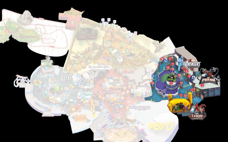 Map of Marvel Zone at IMG Worlds of Adventure