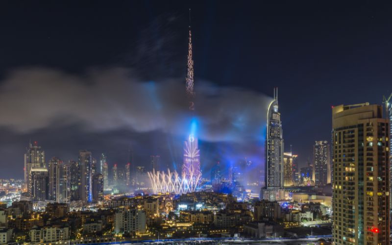 Dubai Burj Khalifa New Year fireworks celebration