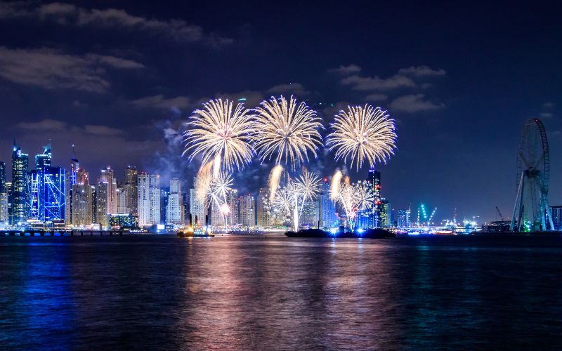 Fireworks in the Beach Dubai during Diwali