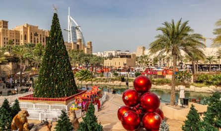 Madinat Jumeirah and Christmas tree in Dubai