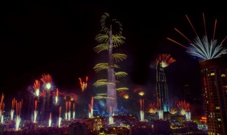 New year celebration with fireworks in Burj Khalifa